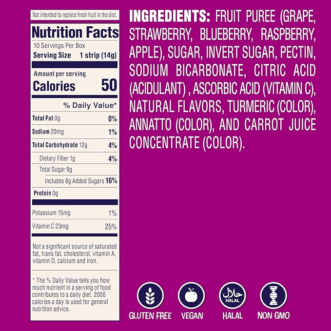 Welch?™s Absolute Fruitfuls Fruit Strips, Tasty Dried Fruit Snacks for School Lunches, Berry