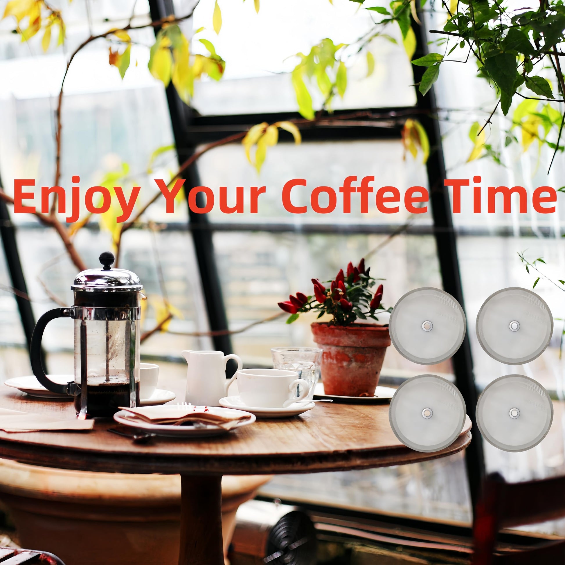 Ruilida 4pcs french press filter screen,Universal 1000 ml, 34 Oz, 8 Cup French Press Coffee Makers