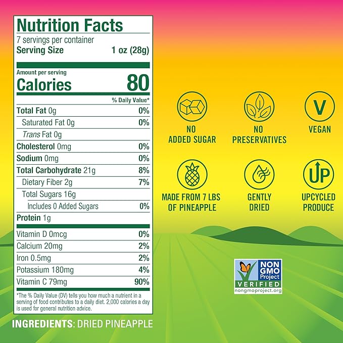 BranchOut Pineapple Chips, No Sugar Added, Real Dried Pineapple Chunks, GentleDry, Better than