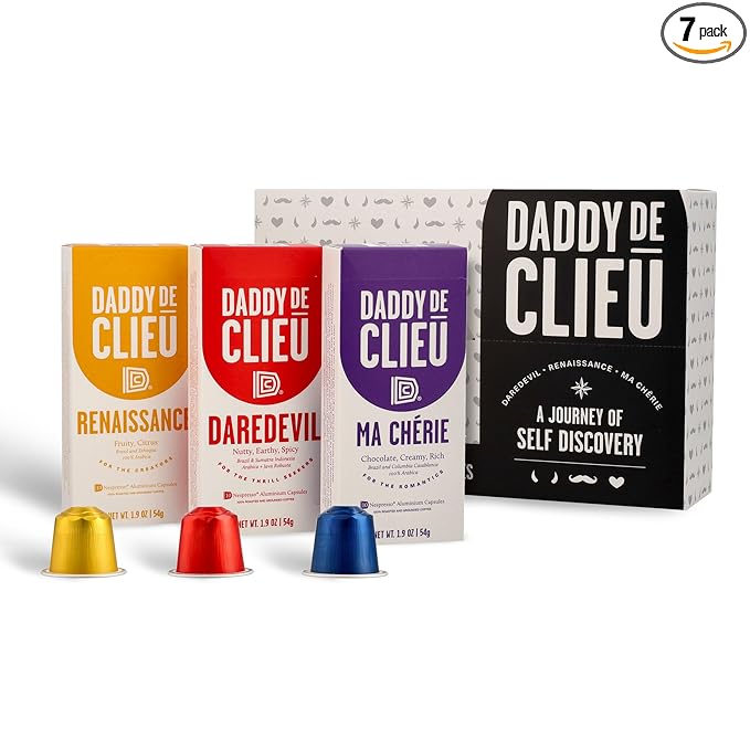 Daddy De Clieu Coffee Pods Discovery Pack, Medium to Dark Roast, Arabica and Robusta, Compatible