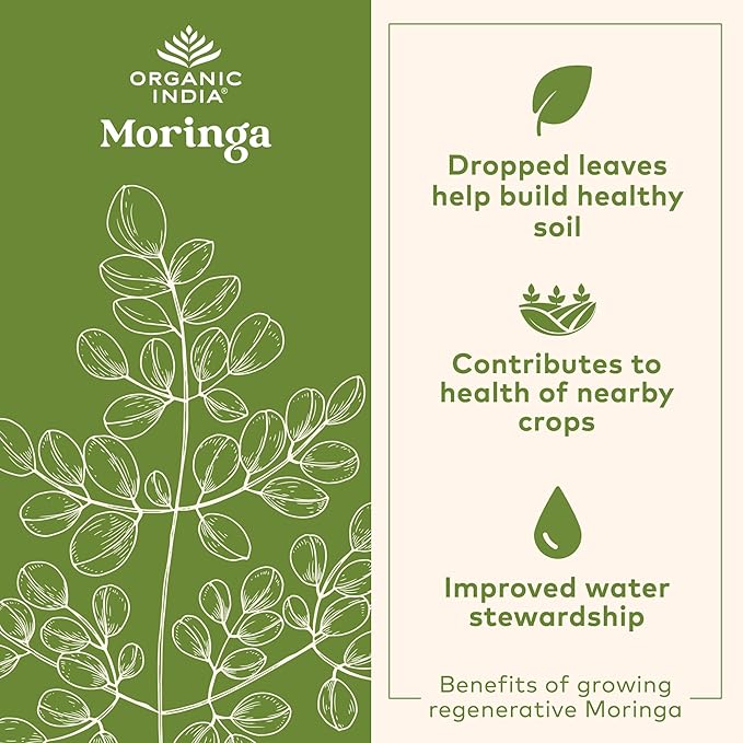 Organic India Chocolate Moringa Latte Powder - Superfood Mix, Moringa Leaf Tea, with Ashwagandha