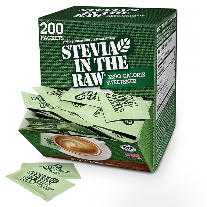Stevia In The Raw Stevia Sweetener Packets, 200 Ct Box, Zero Calorie Stevia Sugar Substitute