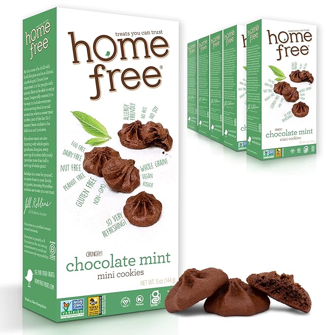 Homefree Chocolate Mint Mini Cookies, Gluten Free, Nut Free, Vegan, School Safe and Allergy