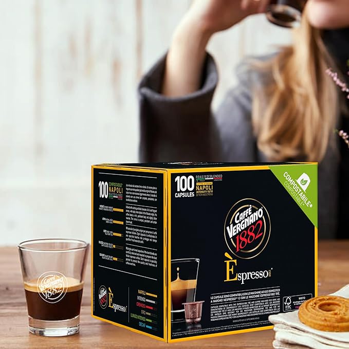 Caffe' Vergnano 1882 Medium Roast Espresso Original Line Machine Compatible Capsules, Single-Serve