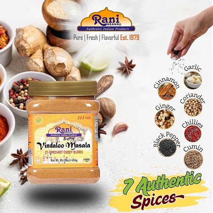Rani Vindaloo Curry Masala Indian Spice Blend 16oz (1lb) 454g PET Jar ~ All Natural | Salt Free |