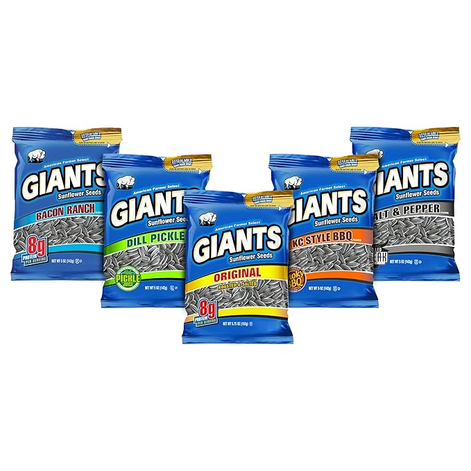 GIANTS Sunflower Seeds Variety Pack - Flavored Sunflower Seeds to Eat, Sunflower Seeds Bulk, Dill