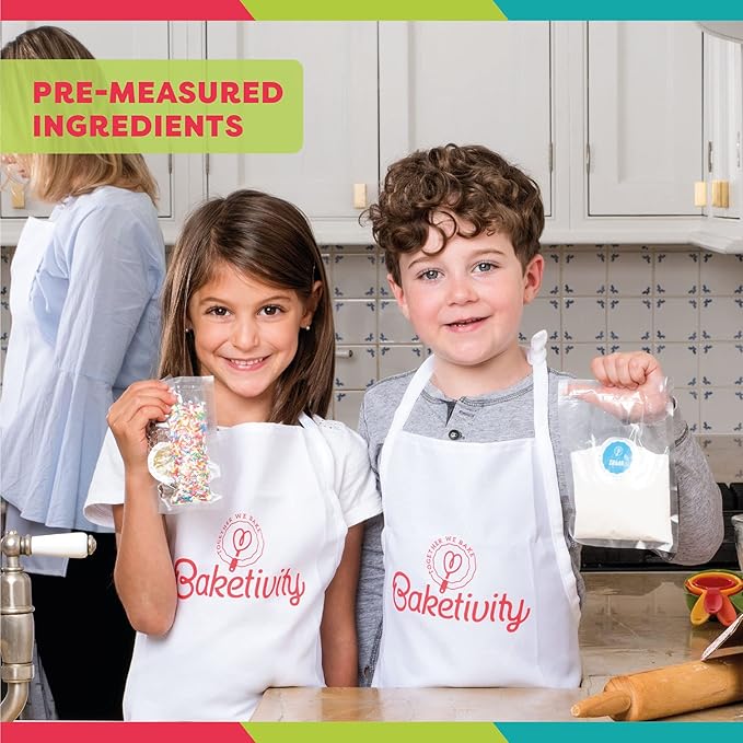Baketivity Kids Baking Set, Meal Cooking Party Supply Kit for Teens, Real Fun Little Junior Chef
