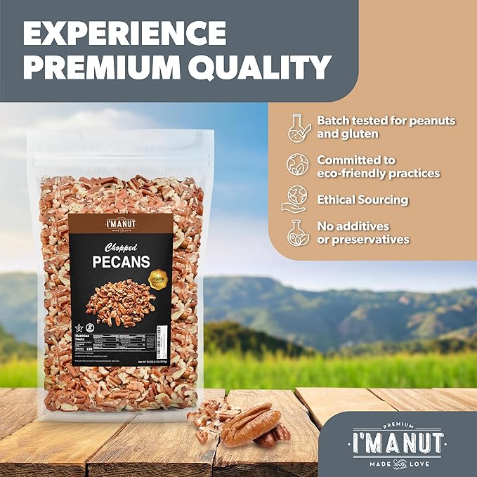 Premium Raw Chopped Pecans 64oz (4 lb) | American-Grown, Non-GMO | Batch Tested Gluten & Peanut