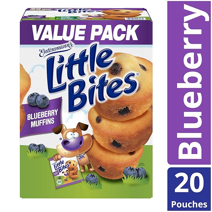 Entenmann's Little Bites Blueberry Mini Muffins | Made with Real Blueberries | 1 pack (20 pouches