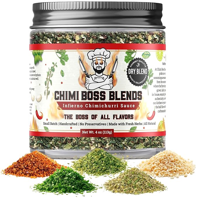 Chimi Boss Blends Infierno Chimichurri Dry Seasoning, 4 oz – Spicy Argentinian Herb & Chili Rub