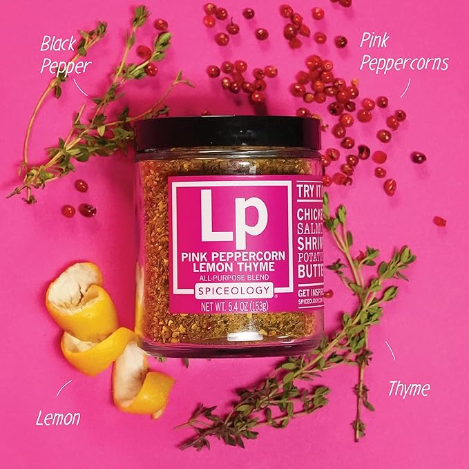 Spiceology - Pink Peppercorn Lemon Thyme - Use On: Chicken, Salmon, Shrimp, Potatoes, Butter