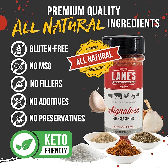 Lane's Signature BBQ Seasoning Rub, 4.6 oz - All-Purpose BBQ Rub for Smoking, Grilling & Cooking