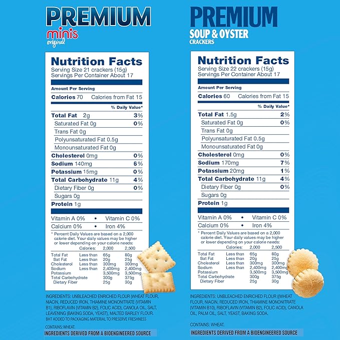 Premium Saltine Crackers Variety Pack, 2 Mini and 2 Soup & Oyster Crackers, Lunch Snacks, Bulk