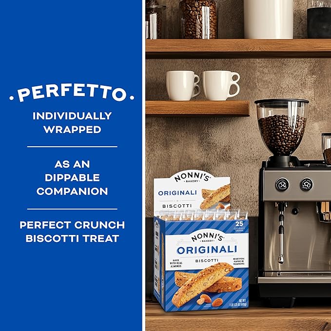 Nonni's Originali Classic Almond Biscotti Cookies ??Individually Wrapped Italian Coffee Snack