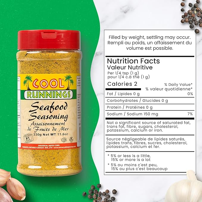 Cool Runnings Seafood Seasoning 330g - Authentic Caribbean Spice Blend for Enhancing Grilled