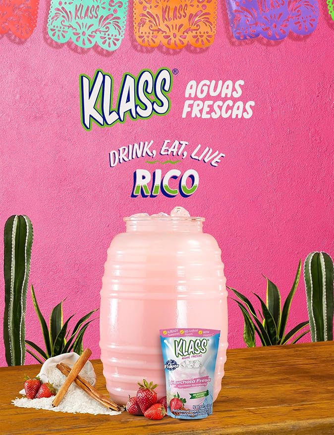 Klass Aguas Frescas | Drink Mix | Horchata & Strawberry Horchata | Flavors From Natural Sources, No