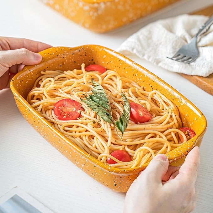 Ceramic Baking Dish Set of 3, Casserole for Oven,Rectangular Bakeware Dishes with Handles,Lasagna