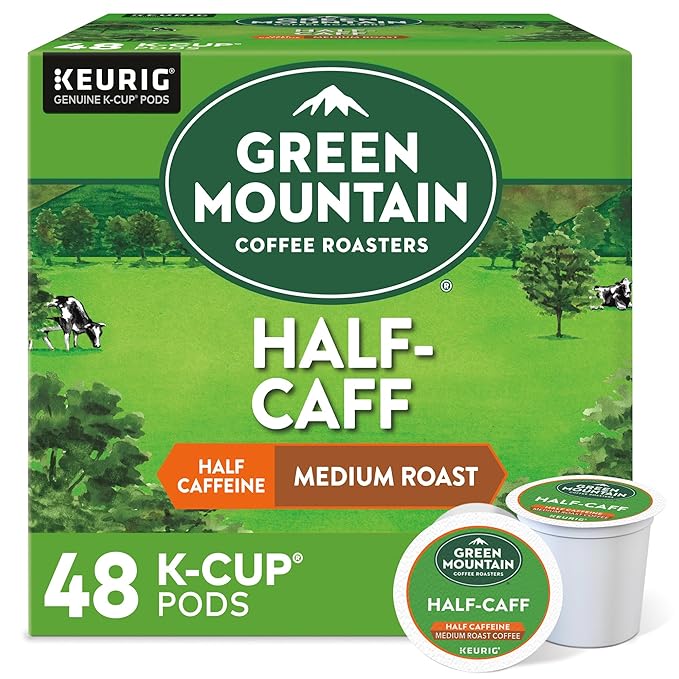 Green Mountain Coffee Roasters Half Caff, Single-Serve Keurig K-Cup Pods, Medium Roast Coffee Pods