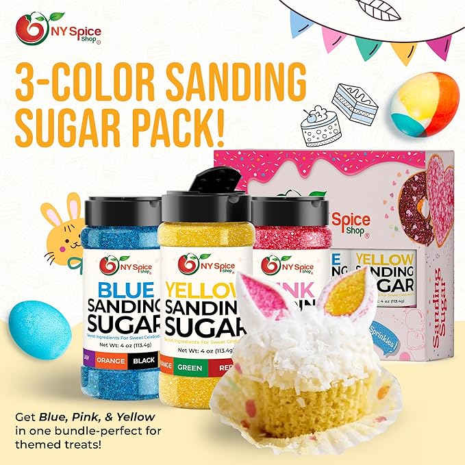 NY Spice Shop Yellow Sanding Sugar - 4 Ounce Sweet Colorful Edible Sprinkles For Candy Dish - Sugar