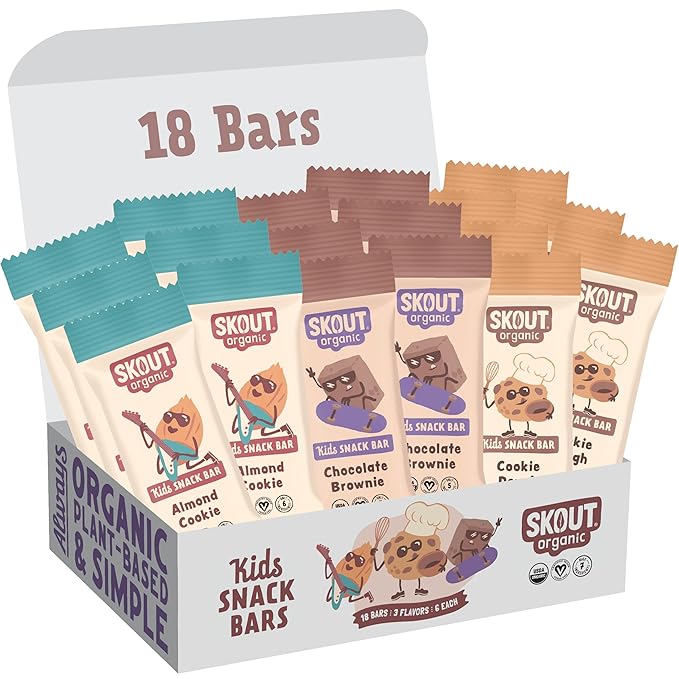 Skout Organic Dessert Inspired Kids Snack Bar Variety Pack (18 Pack) | Organic Kids Snack Bars |