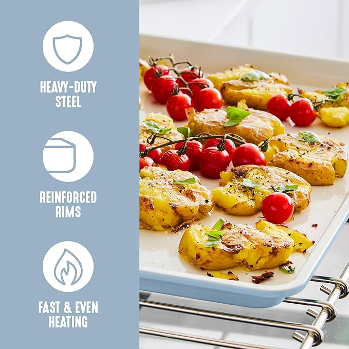 GreenLife Bakeware 18??x 13??Half Cookie Sheet Baking Pan, Non-Toxic PFAS-Free Healthy Ceramic