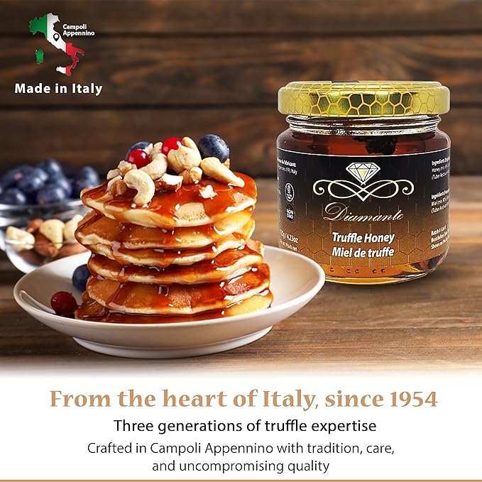 Diamante Italy Truffle Honey - Italian Luxurious Gourmet Flavored Honey with 3% Black Truffle