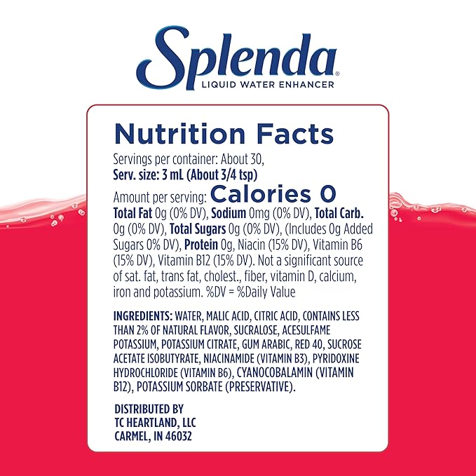 SPLENDA Liquid Water Enhancer Drops, Sugar Free, Zero Calorie, Natural Flavor, Concentrated Drink