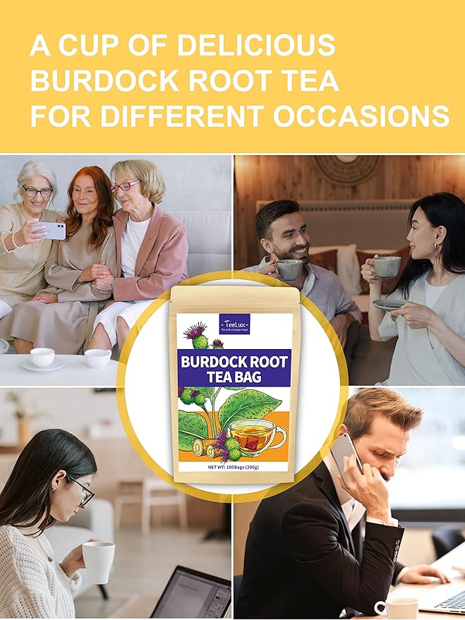TeeLux Burdock Root Tea Bags, Pure Natural Burdock Root, Caffeine Free, Premium Herbal Tea, 100 Tea