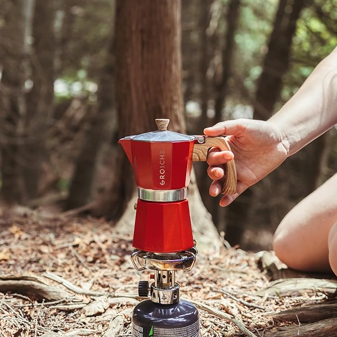 GROSCHE Milano Stovetop Espresso Maker Moka Pot 3 espresso Cup - 5oz, Red - Cuban Coffee Maker