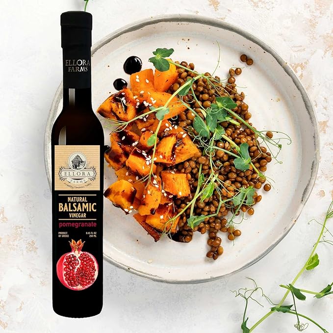 Ellora Farms, Pomegranate Infused Thick Aged Balsamic Vinegar, No-Added Sugar, No-Preservatives