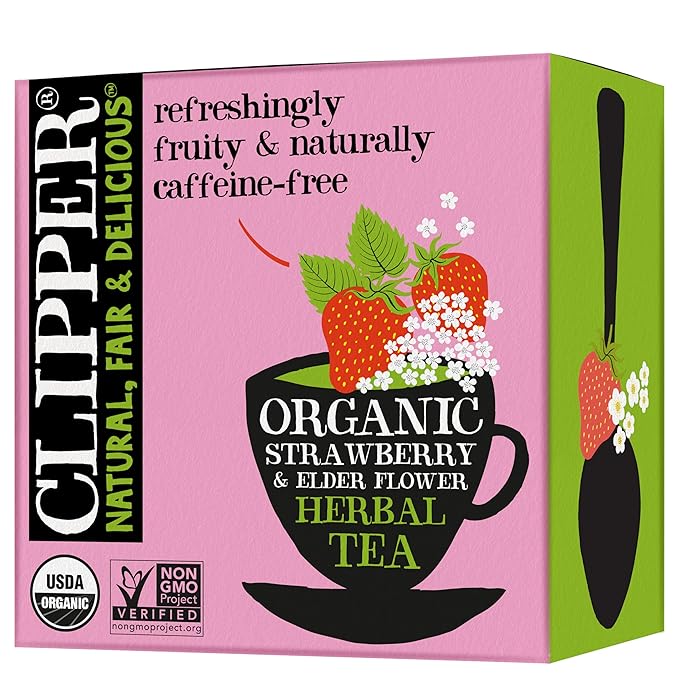 Clipper Tea Strawberry & Elderflower Herbal Tea ??Caffeine Free, USDA Organic, Great Hot or Iced