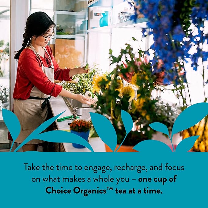 Choice Organic White Elderflower & Green Tea, Caffeinated, 16 Bags (Pack Of 6)