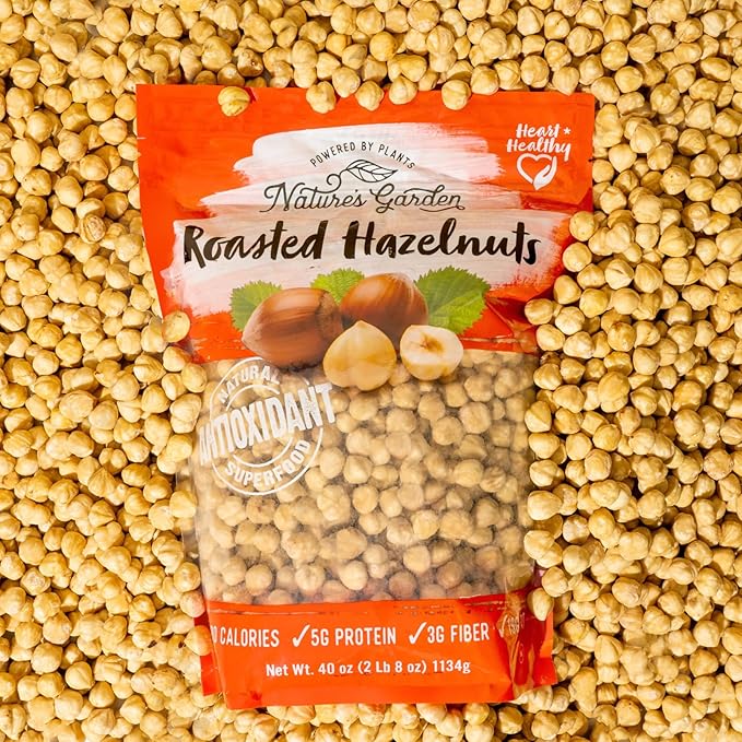 Nature’s Garden Roasted Hazelnuts – 26oz, Whole Roasted Hazelnuts, Raw Bulk Hazelnuts, High Fiber