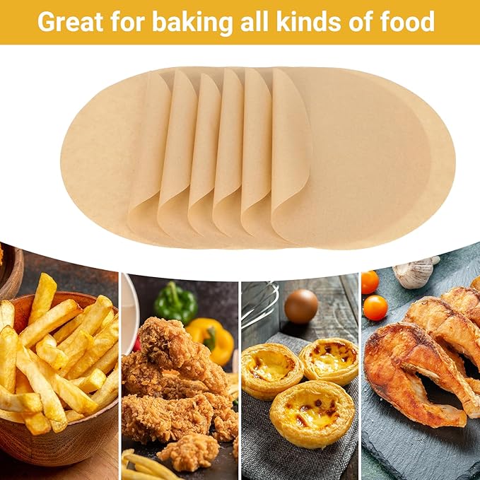 Beasea Air Fryer Parchment Paper 8 Inch, 200pcs Round Unbleached Fryer Disposable Paper Liners Air