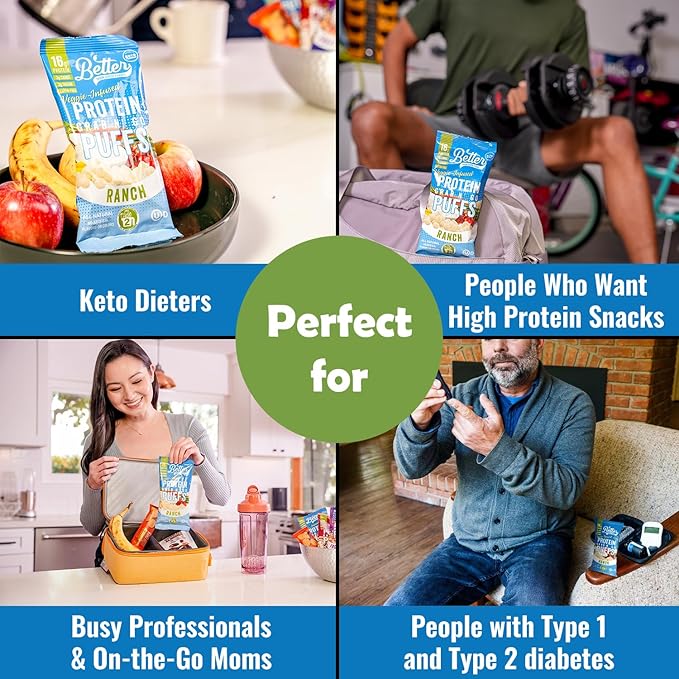 Better Than Good Keto Ranch 16g Protein Puffs | Healthy Savory Snacks, Gluten-Free, Low Carb, kids