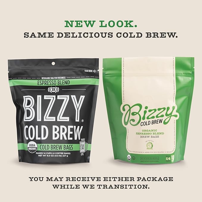 Bizzy Organic Cold Brew Coffee | Espresso Blend | Coarse Ground Coffee | Medium-Dark Roast | Micro