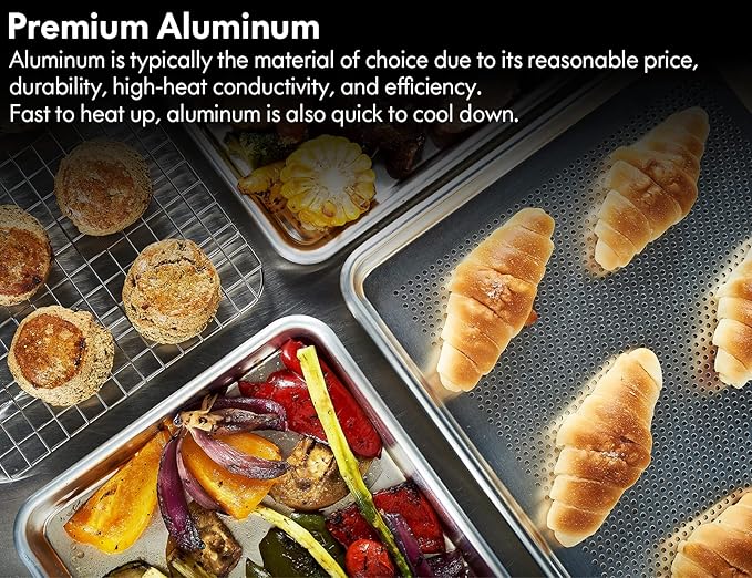 CURTA 12 Pack Aluminum Sheet Pan, NSF Listed Half Size 18 x 13 inch Commercial Bakery Cake Bun Pan