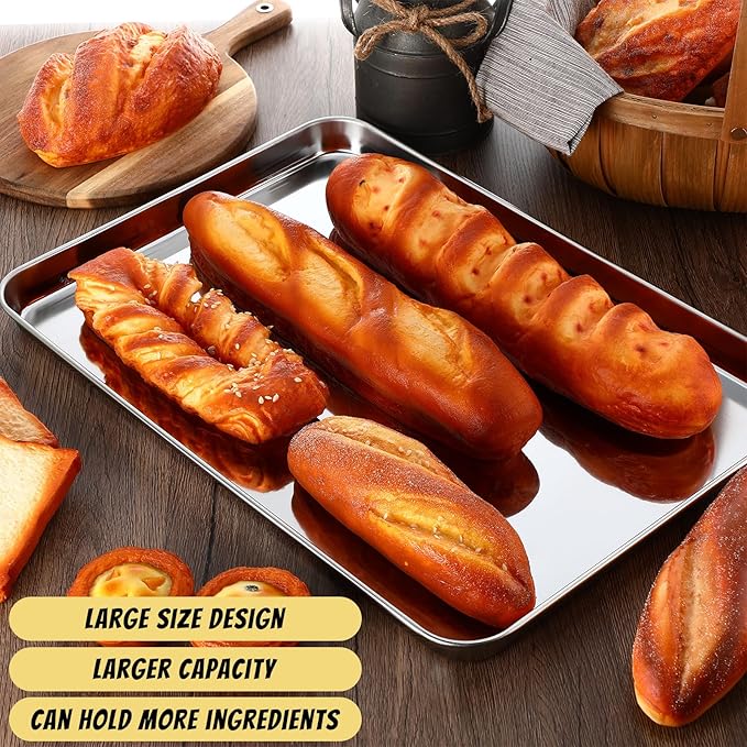 6 Pcs Baking Sheet Set Stainless Steel Cookie Sheet Cookie Baking Pan Bakeware Oven Tray Dishwasher