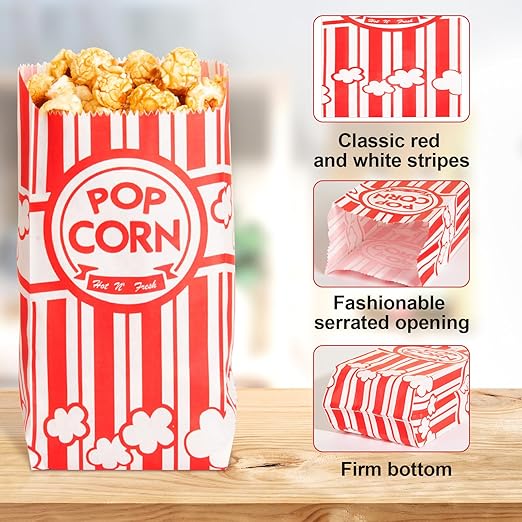 500pcs Paper Popcorn Bags for Party, 1 Oz Small Vintage Individual Servings Popcorn Container Pop