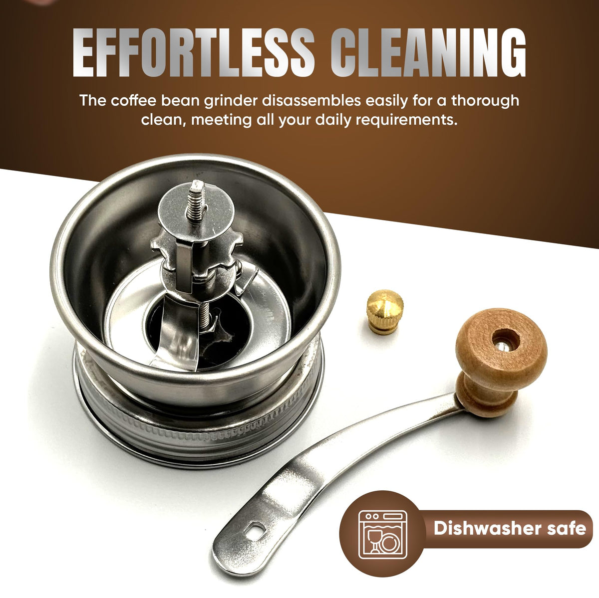 Stainless Steel Coffee Grinder Lid Attachment for Regular Mouth Mason Jars - Manual Crank Burr