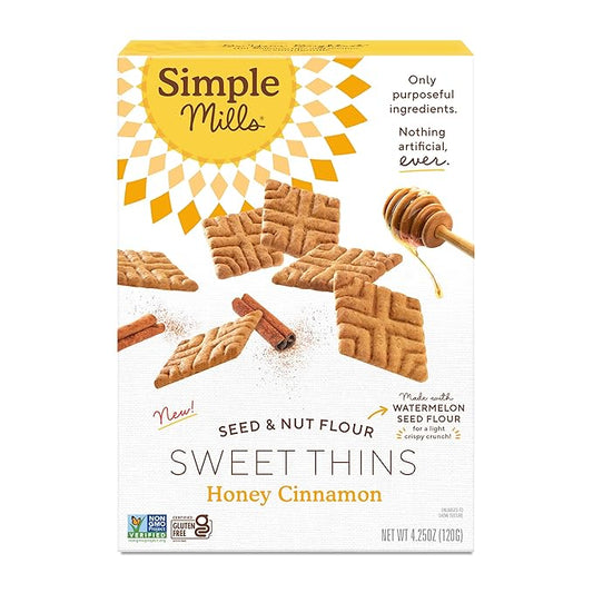 Simple Mills Honey Cinnamon Seed & Nut Flour Sweet Thins, Paleo Friendly & Delicious Sweet Thin