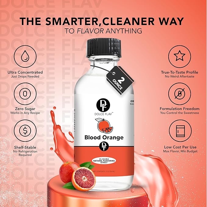 Dolce Flav Natural Blood Orange Extract ??2 Ounce Oil-Soluble Kosher, Sugar-Free, Concentrated Rich