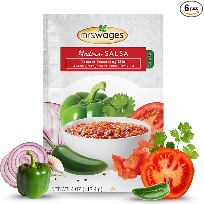 Mrs. Wages Medium Salsa Canning Mix, Easy-To-Use, Simple Homemade Salsa, Flavorful Spice, Enhance