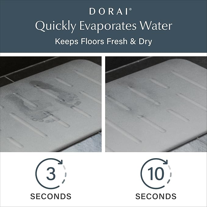 Dorai Home Bath Stone – Luxury Quick-Drying Stone Bath Mat, Non-Slip Surface, Rubberized Bottom
