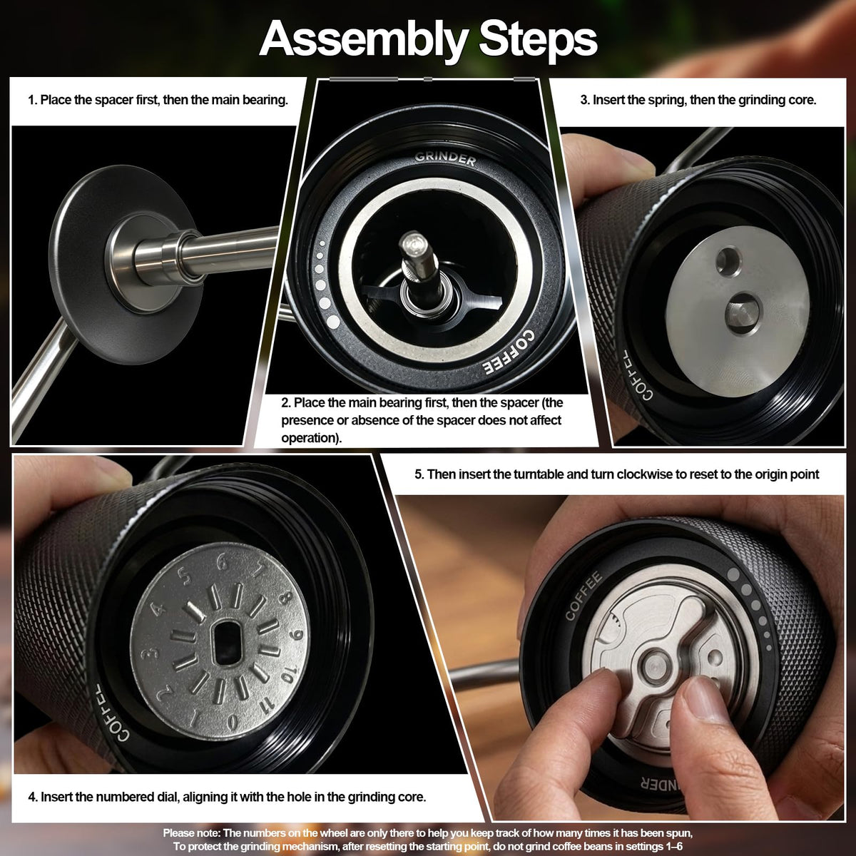 Agilive Manual Coffee Grinder, Adjustable Grinding Settings, Stainless Steel Burrs, Portable
