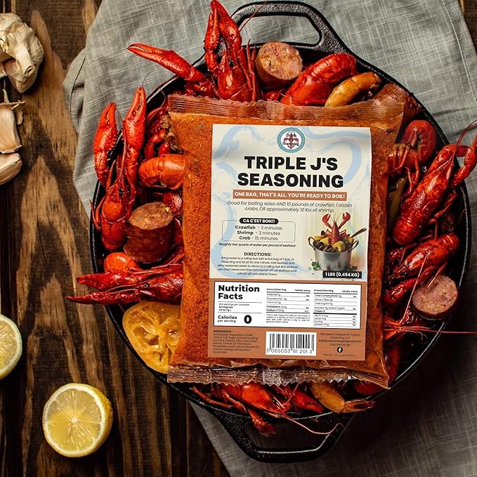 Triple J's Authentic Louisiana Crab Boil Seasoning ??1lb Seafood Boil Booster for Shrimp, Crawfish
