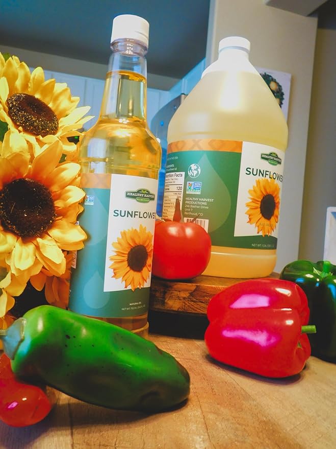 Healthy Harvest Non-GMO Sunflower Oil - Healthy Cooking Oil for Cooking, Baking, Frying & More
