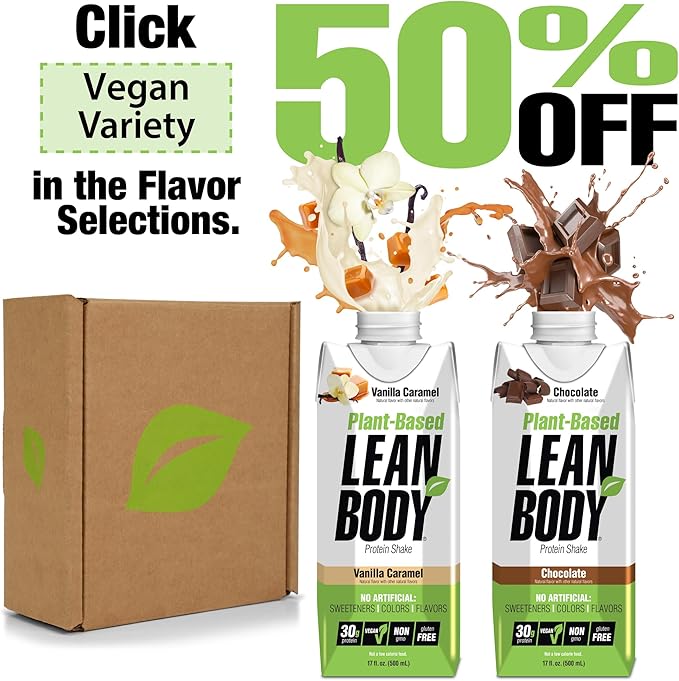 Lean Body Ready-to-Drink, Plant-Based Vegan Vanilla Caramel Protein Shake, 30g Protein, No