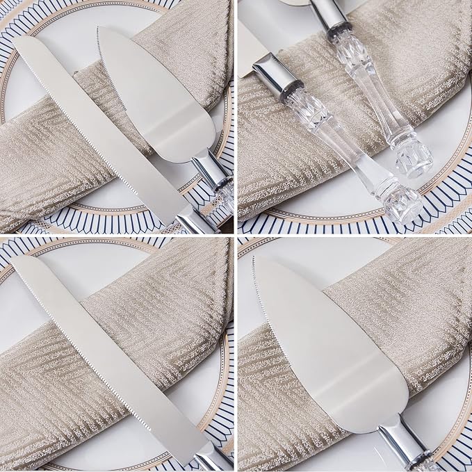 AW BRIDAL Cake Knife and Server Set for Wedding Stainless Steel Cake Knife Cutter Slicer Cake