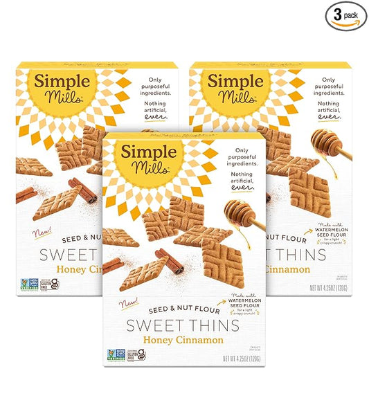 Simple Mills Honey Cinnamon Seed & Nut Flour Sweet Thins, Paleo Friendly & Delicious Sweet Thin